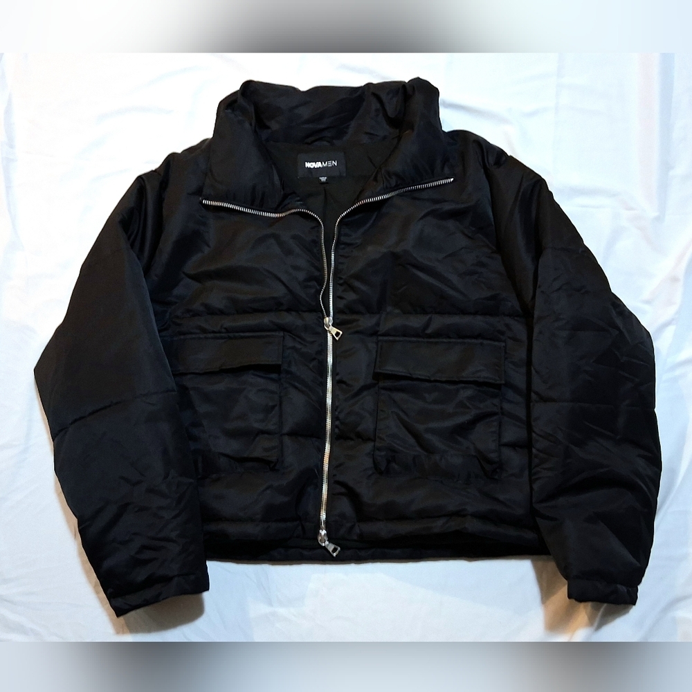 Fashion Nova Men Cropped Black Nylon Puffer Size XXL